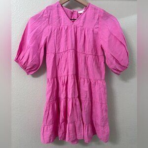 Vibrant Barbie Pink Linen Dress Size 9(girls)